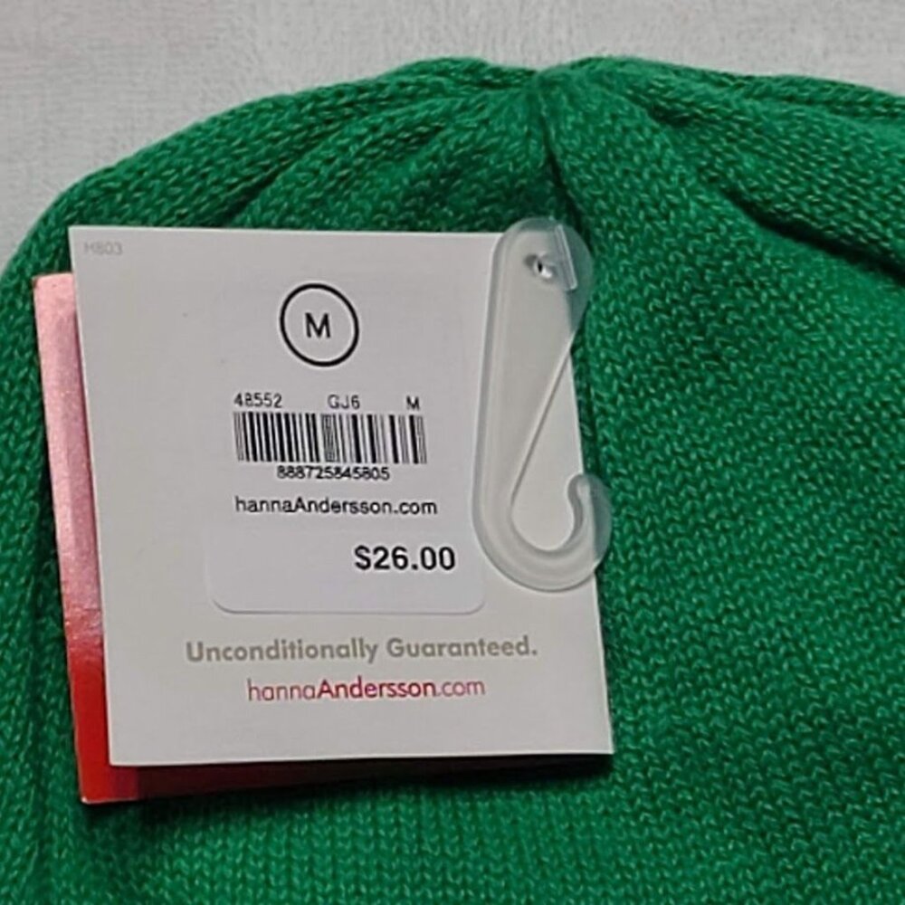 Hanna Andersson Green Knit Hat With Ties M Kids Beanie NWT - Picture 3 of 12